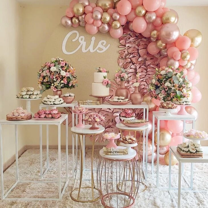 Decoração de Festa de 15 Anos Rosa